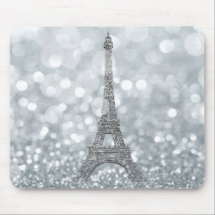 Tapis De Souris Paillettes d'Argent Étincelles Paris Tour Eiffel G