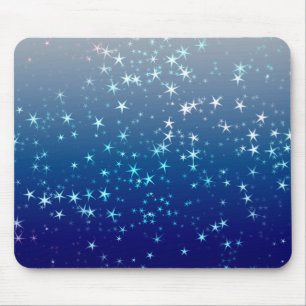 Tapis De Souris Paillettes de Noël Étoiles Ciel Bleu