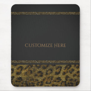 Tapis De Souris Paillettes de scintillement de léopard Glam Chic M