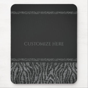 Tapis De Souris Paillettes de scintillement de zèbre Glam Chic Gla