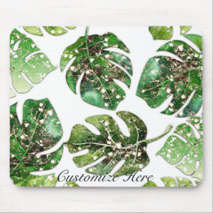 Tapis De Souris Paillettes dorées scintillantes glamour feuilles t