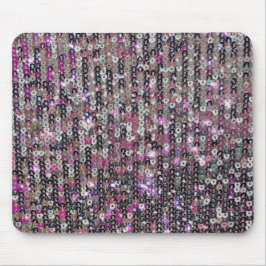 Tapis De Souris Paillettes en argent rose | motif étincelant