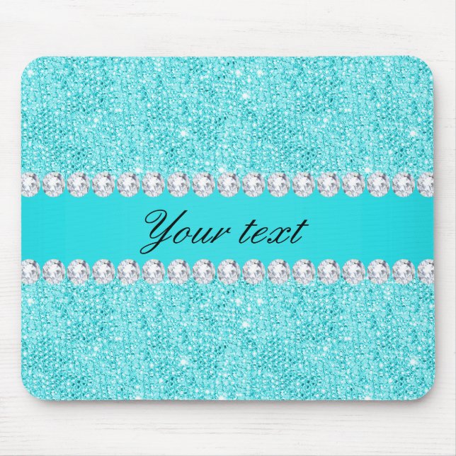 Tapis De Souris Paillettes et diamants personnalisés de turquoise (Devant)