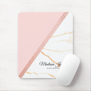 Tapis de souris Paillettes Marbre Rose et Or Moder