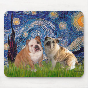 Tapis De Souris Paire Bulldog 2 anglais - Nuit étoilée