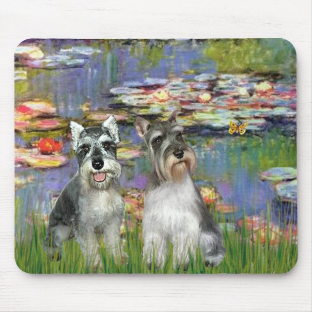 Tapis De Souris Paire de Schnauzer 2 - LIlies 2 (Devant)