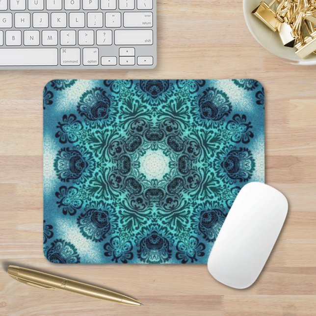 Tapis De Souris Paisley floral Boho turquoise mandala turquoise he (Boho floral paisley turquoise teal mandala henna mouse pad)