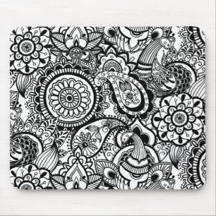 Tapis De Souris Paisley floral noir