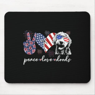 Tapis De Souris Paix Amour Doods Goldendoodle Drapeau Usa Doodle 4