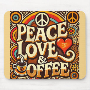 Tapis De Souris Paix, amour et café Retro Mousepad