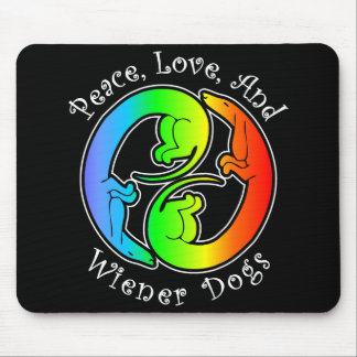 Tapis De Souris Paix, amour, et chiens Mousepad de saucisse