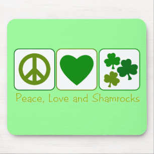 Tapis De Souris Paix, amour et shamrocks
