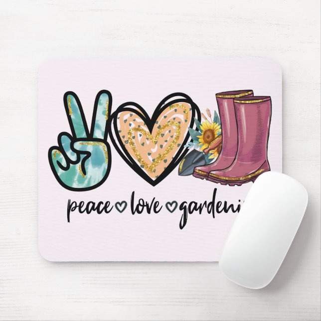 Tapis De Souris Paix - Amour - Jardinage (Avec souris)