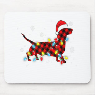 Tapis De Souris Pajamas Red Buffalo Plaid Dachshund Dog Merry Chri