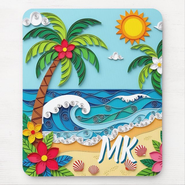 Tapis De Souris Palm Trees on the Beach Personalized (Devant)