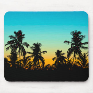 Tapis De Souris Palmiers artistiques Plage Coucher de soleil Vacan