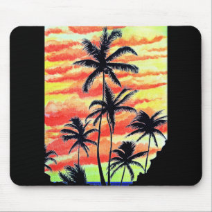 Tapis De Souris Palmiers de Coco-Coques Couchés De Soleil Hawaïen