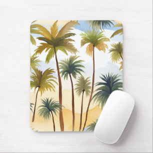 Tapis De Souris Palmiers Tropicaux   Peinture Aquarelle de Plage