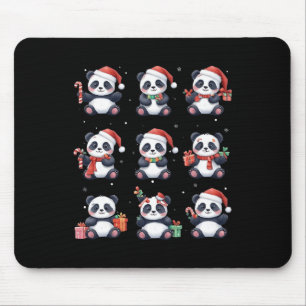 Tapis De Souris Panda Bear Noël Père Noël Chapeau drôle Amoureux d