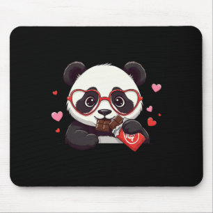 Tapis De Souris Panda drôle chocolat coeur Saint Valentin Panda Fe