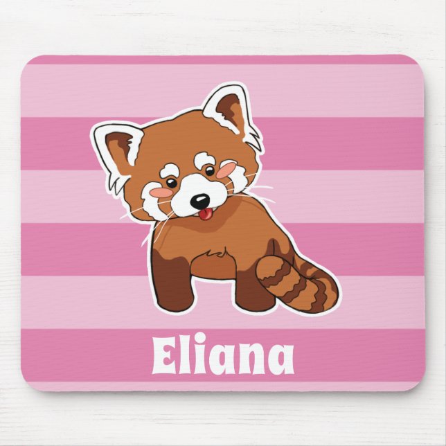 Tapis De Souris Panda rouge avec votre nom - animal personnalisé (Devant)