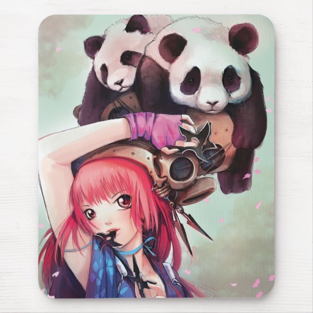 Tapis De Souris Pandas Mousepad de Ninja de pêche (Devant)