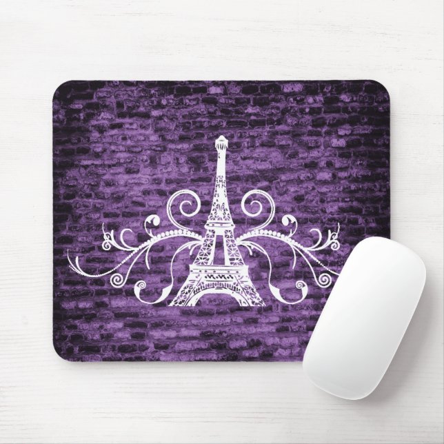 Tapis De Souris Panier à souris violet Tour Eiffel (Avec souris)