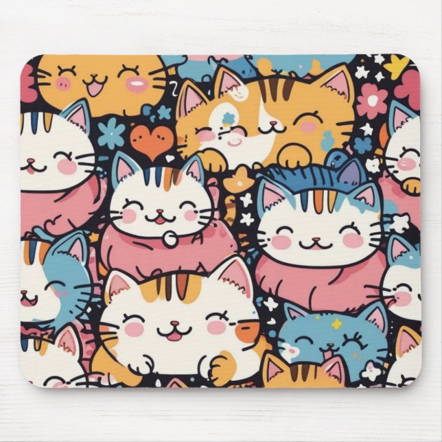 Tapis De Souris panier de chat mignon (Devant)