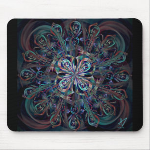 Tapis De Souris Panier de la souris à fleurs de paon