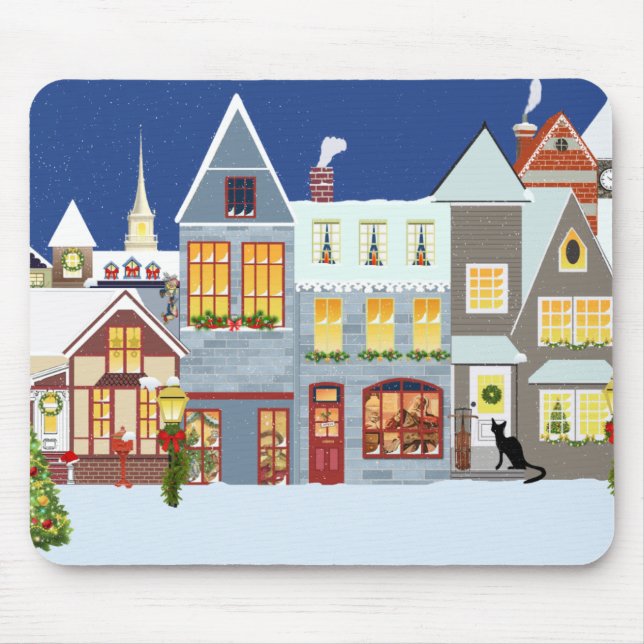 Tapis De Souris Panier de la souris du village de Noël (Devant)