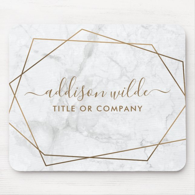 Tapis De Souris Panier de souris d'entreprise Gold Geometry Marbre (Devant)