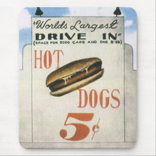 Tapis De Souris Panneau d'affichage vintage, plus grand drive-in a