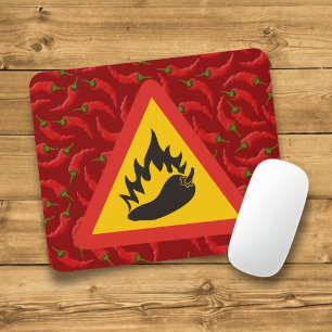 Tapis De Souris Panneau de danger de piment chaud