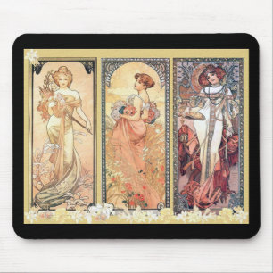 Tapis De Souris Panneau de ~ de Mucha de trois