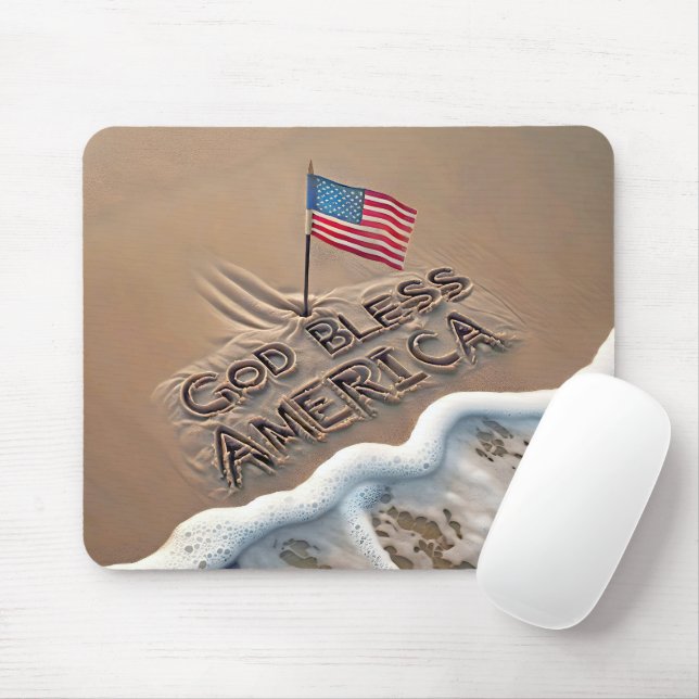 Tapis De Souris Panneau de plage God Bless America (Avec souris)