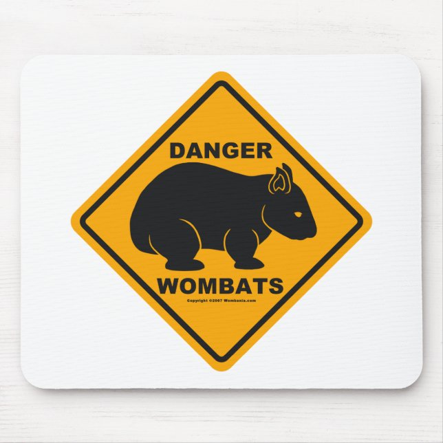 Tapis De Souris Panneau routier de danger de wombat (Devant)