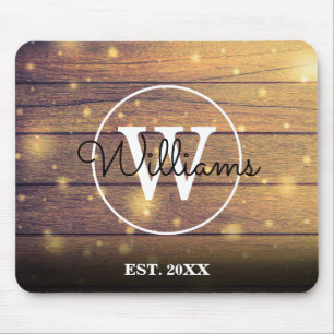 Tapis De Souris Panneaux de bois rustiques monogramme