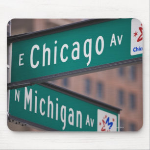Tapis De Souris Panneaux de Chicago et Michigan Avenue, Chicago,