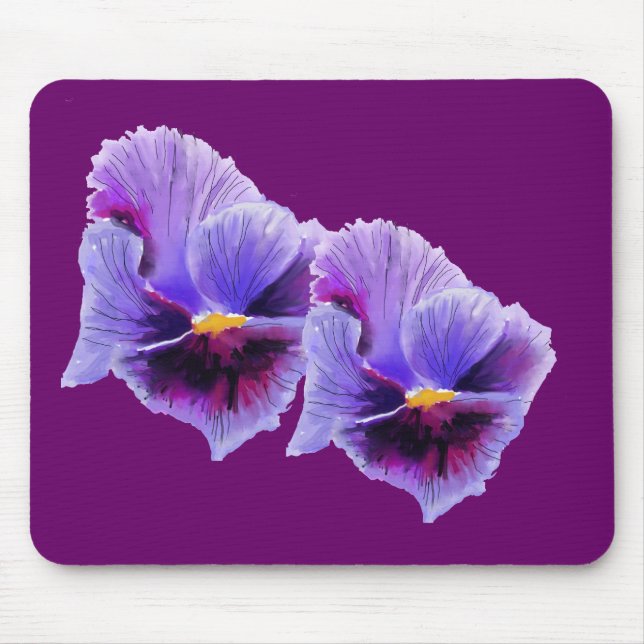 Tapis De Souris Pansies bleues et violettes Mousepad (Devant)
