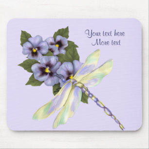Tapis De Souris Pansies et libellules