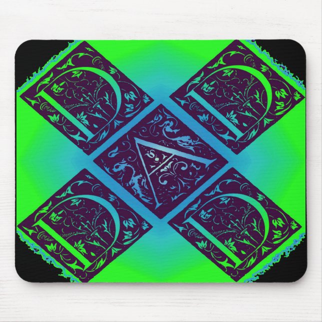 Tapis De Souris Papa Fancy Texte Vert Bleu Arrière - plan (Devant)