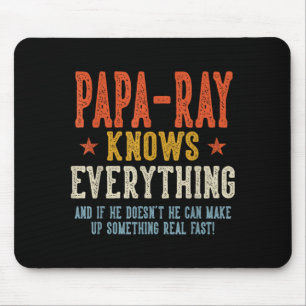 Tapis De Souris Papa-ray sait tout la fête des pères rétro