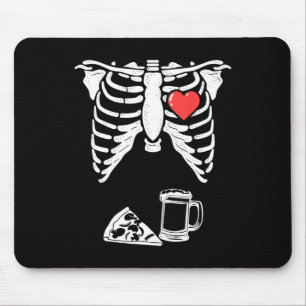 Tapis De Souris Papa Skeleton Halloween Bière Pizza Fun Pregnancy 