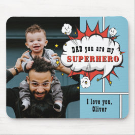 Tapis De Souris Papa Superhero Comic Speech Bubble Photo