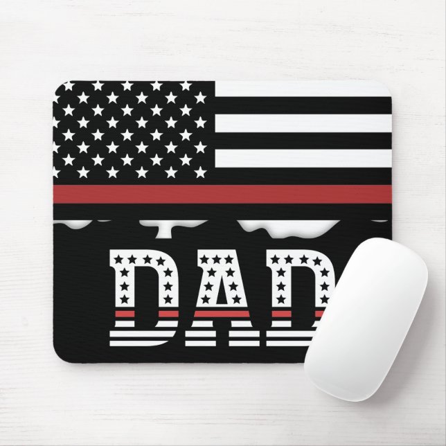 Tapis De Souris Papa Thin Red Line Pompier papa Cadeaux (Avec souris)