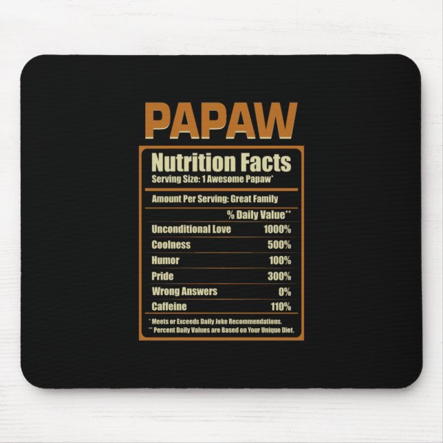 Tapis De Souris Papaw Nutrition Faits Amour inconditionnel (Devant)