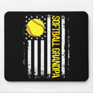 Tapis De Souris Papi au softball Drapeau américain Vintage Ic Jour