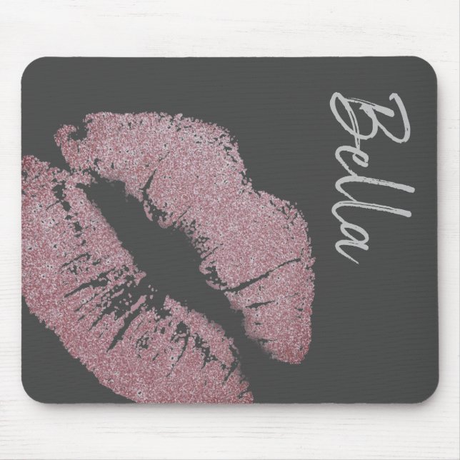 Tapis De Souris Papier à lèvres violet rose lèvre tache gris migno (Devant)