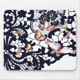 TAPIS DE SOURIS PAPIER À SOURIS MOTIF DE LACE NOIR ANTIQUE