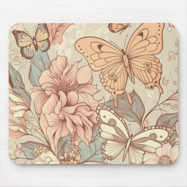 Tapis De Souris Papier de papier de mouchoir et de fleurs (Devant)